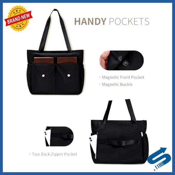 Large Capacity Work Tote with Laptop Compartment Water-Resistant Nylon